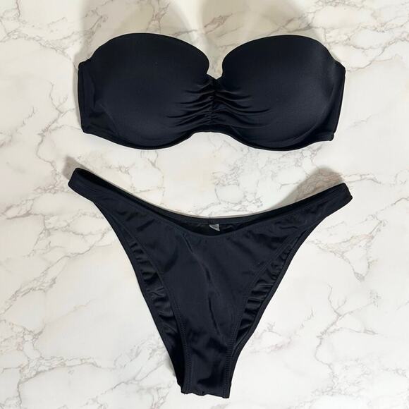 VICTORIA'S SECRET SWIM Bandeau Bikini Top 36D and Skimpy Bottoms M $120 - Picture 9 of 13